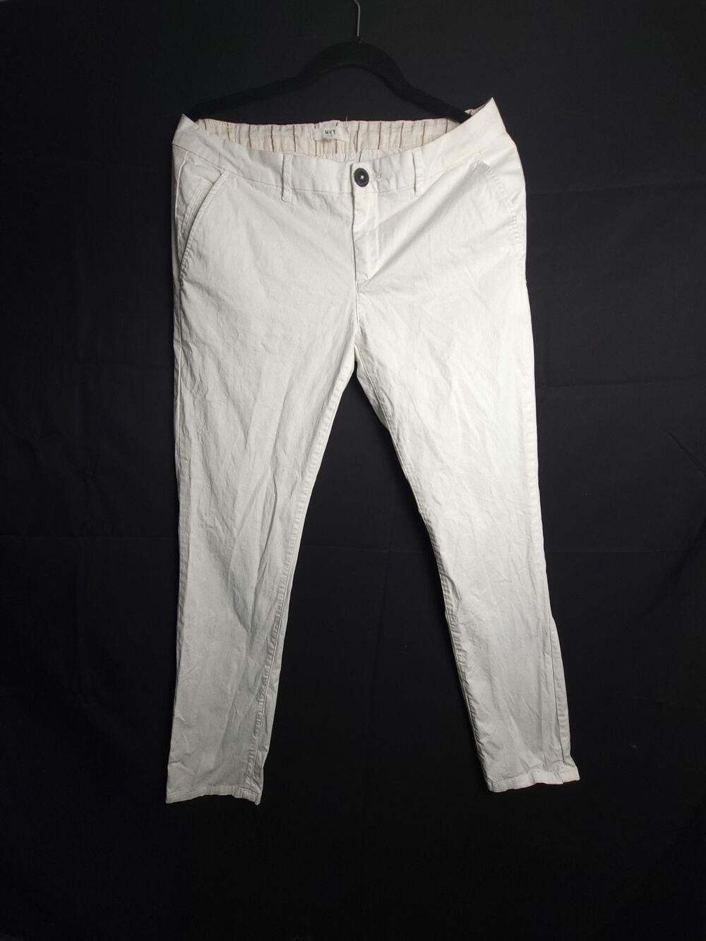 MKT Studio Women’s White Striped Lined Chino Pants, Regular, Size EU 42